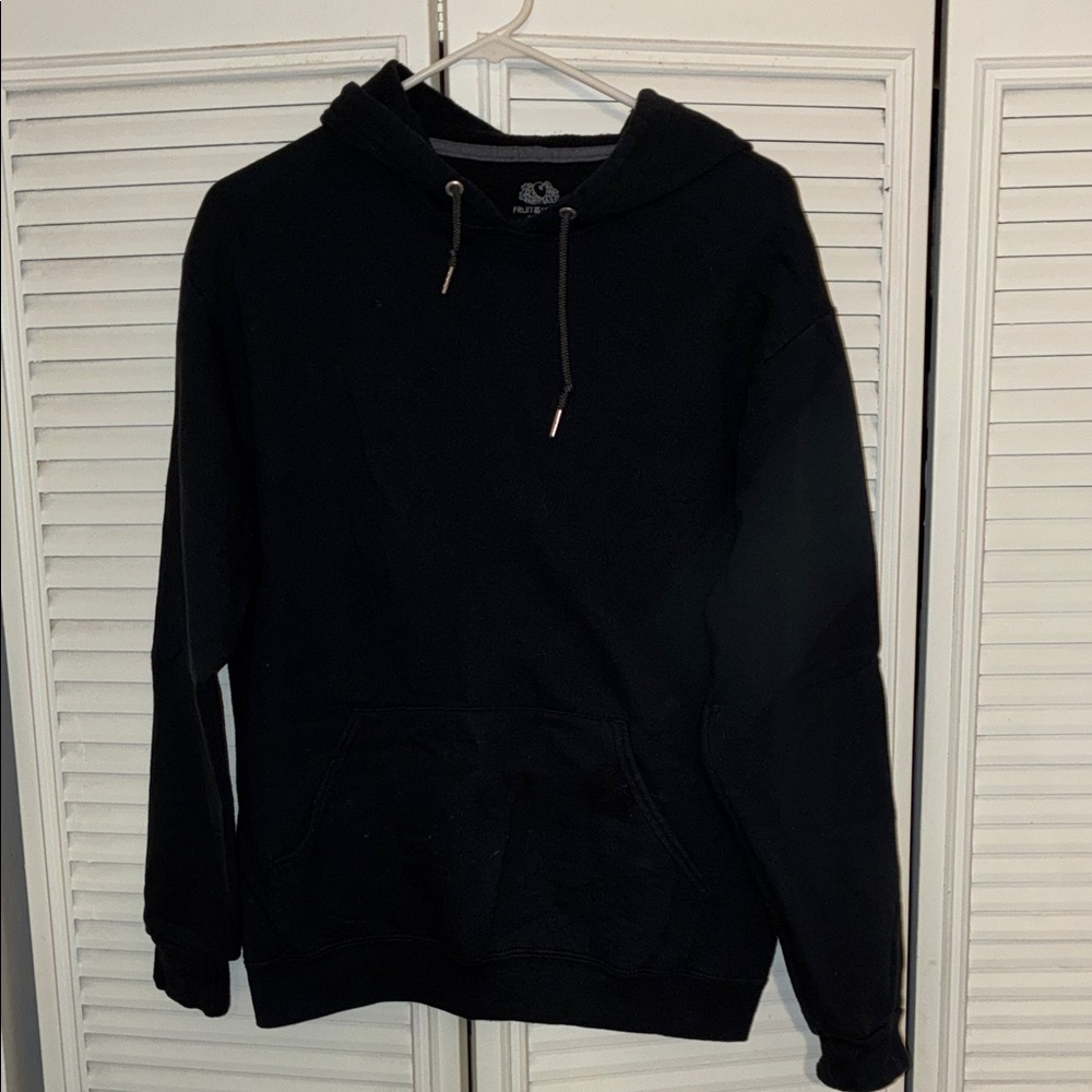 Fruit of the Loom Black Crewneck Hoodie Sweatshirt
